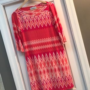 Coral & pink chevron dress